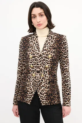 Brown & Black Printed Double Breasted Blazer