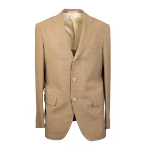 Brown Houndstooth Wool Blend Single Breasted Blazer