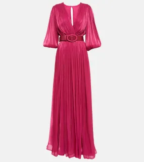 Costarellos Mira pleated georgette gown