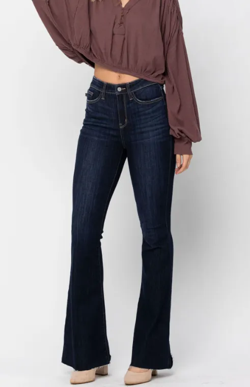 Judy Blue Raw Hem Flare Jeans