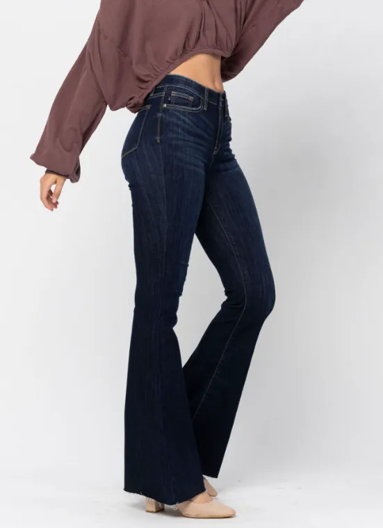 Judy Blue Raw Hem Flare Jeans