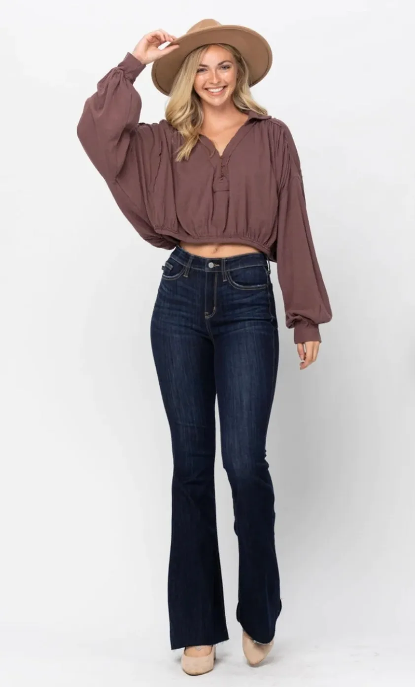 Judy Blue Raw Hem Flare Jeans