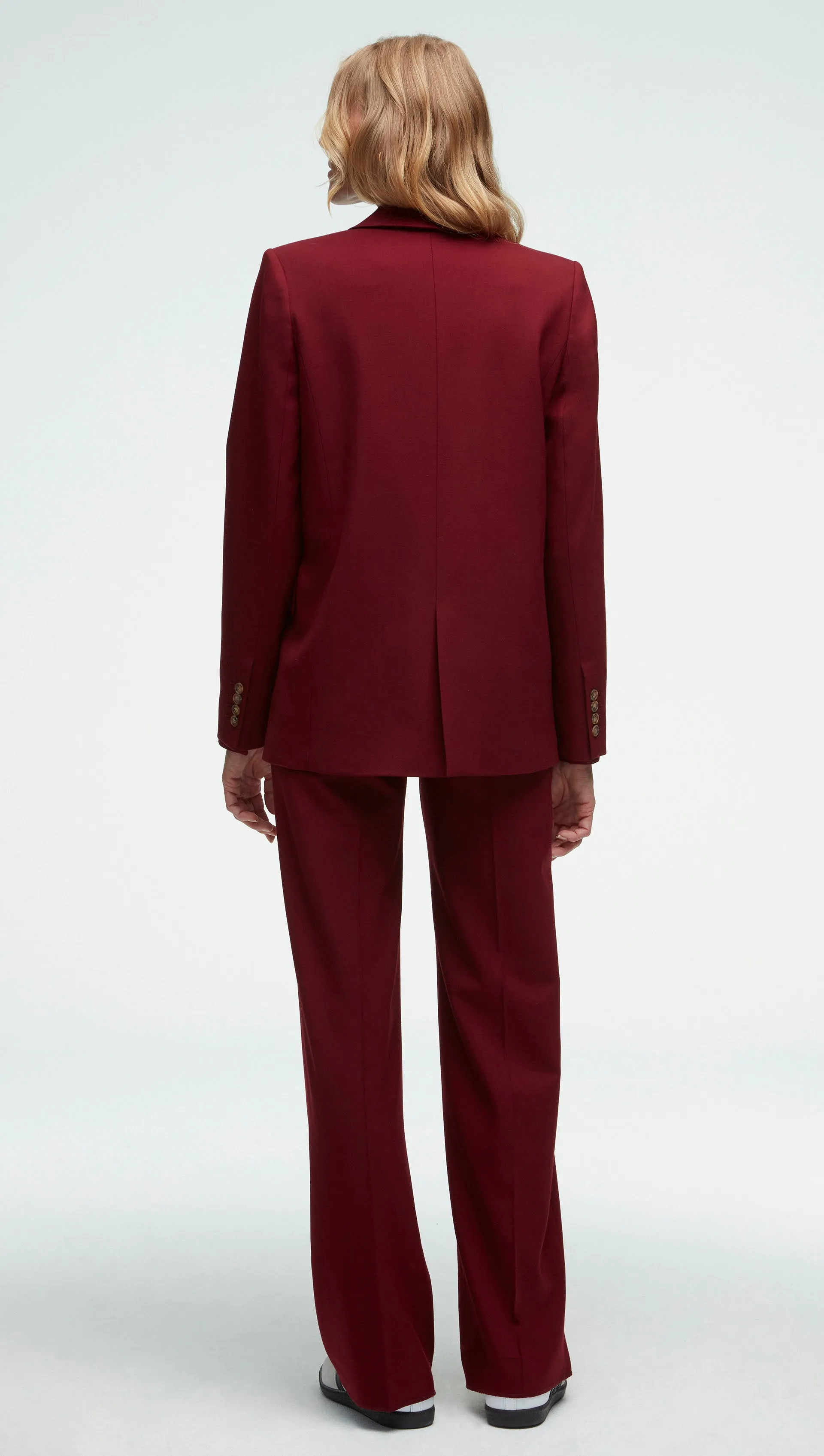 Peak Lapel Blazer in Seasonless Wool | Merlot