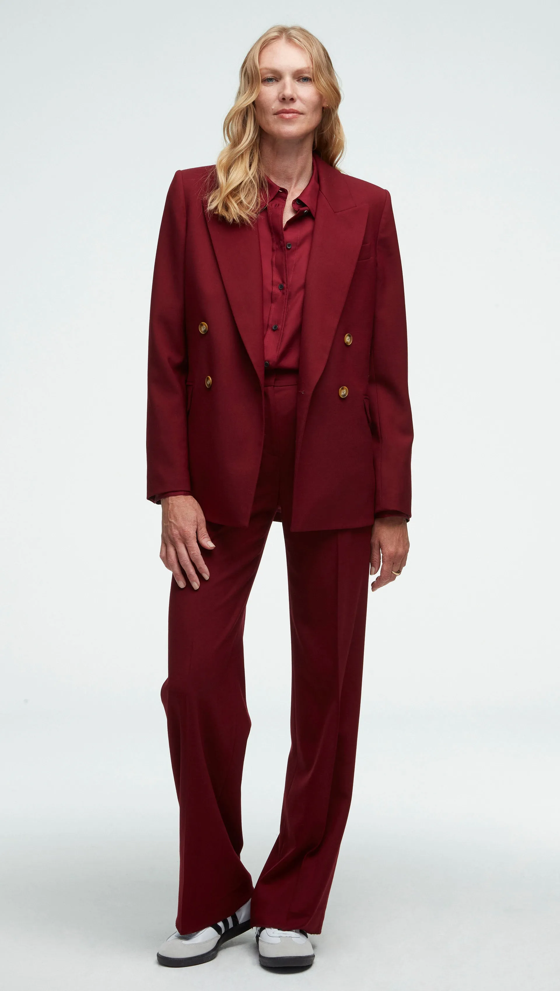 Peak Lapel Blazer in Seasonless Wool | Merlot