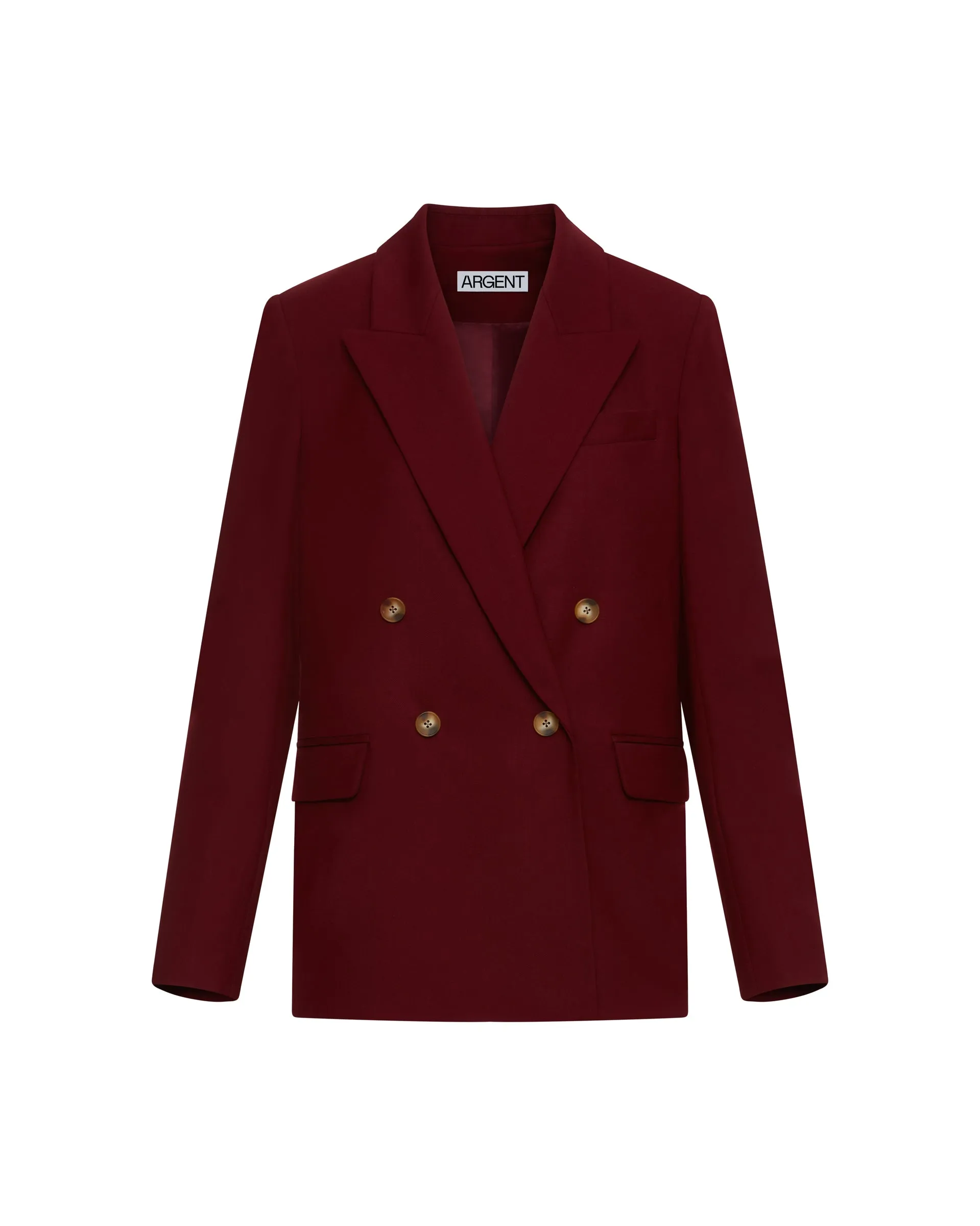 Peak Lapel Blazer in Seasonless Wool | Merlot