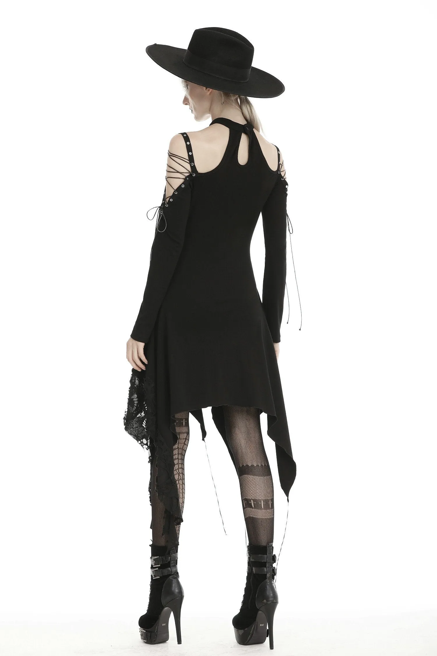 Punk off-shoulders ripped dress DW430