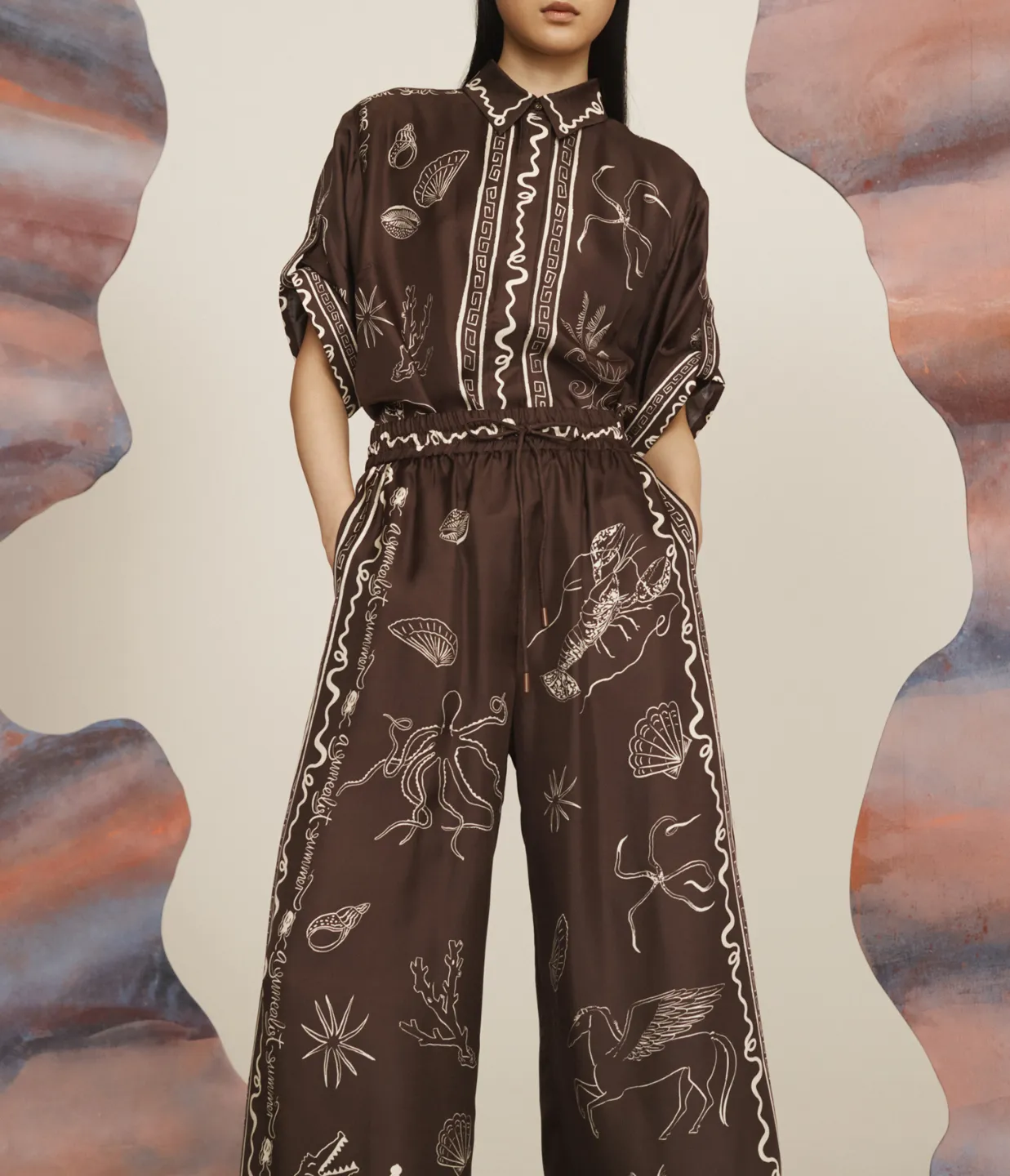 Sammy Silk Pant in Chocolate