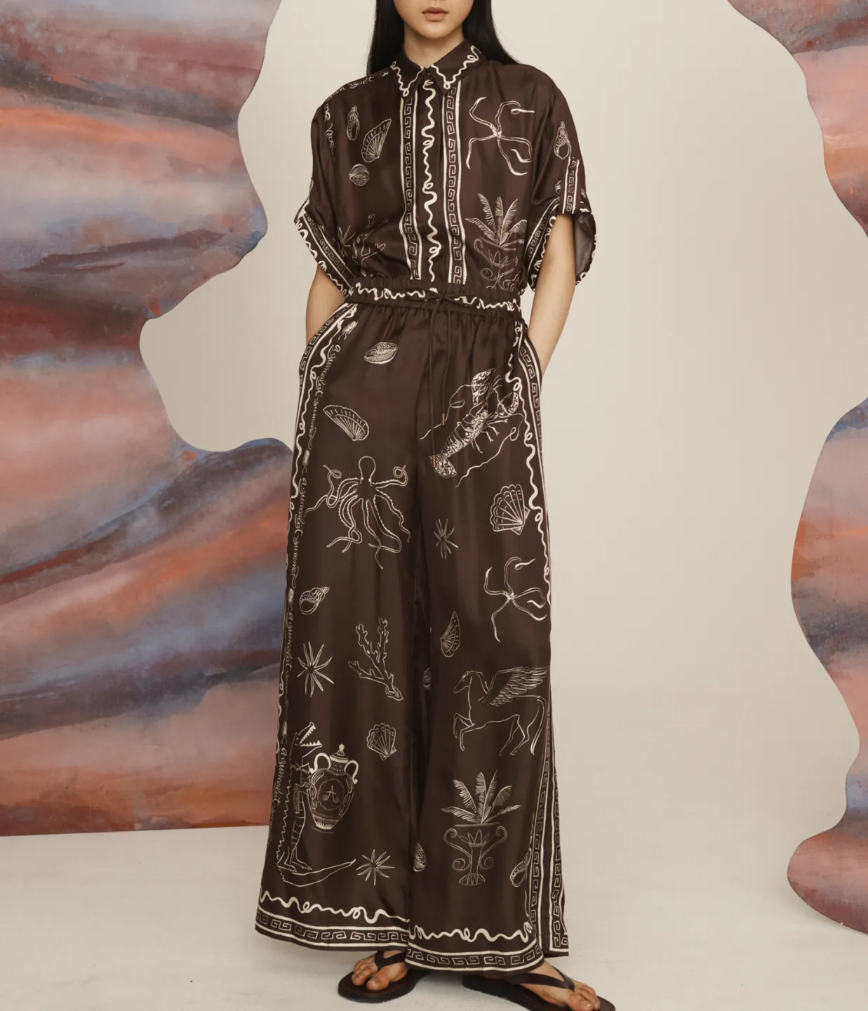 Sammy Silk Pant in Chocolate