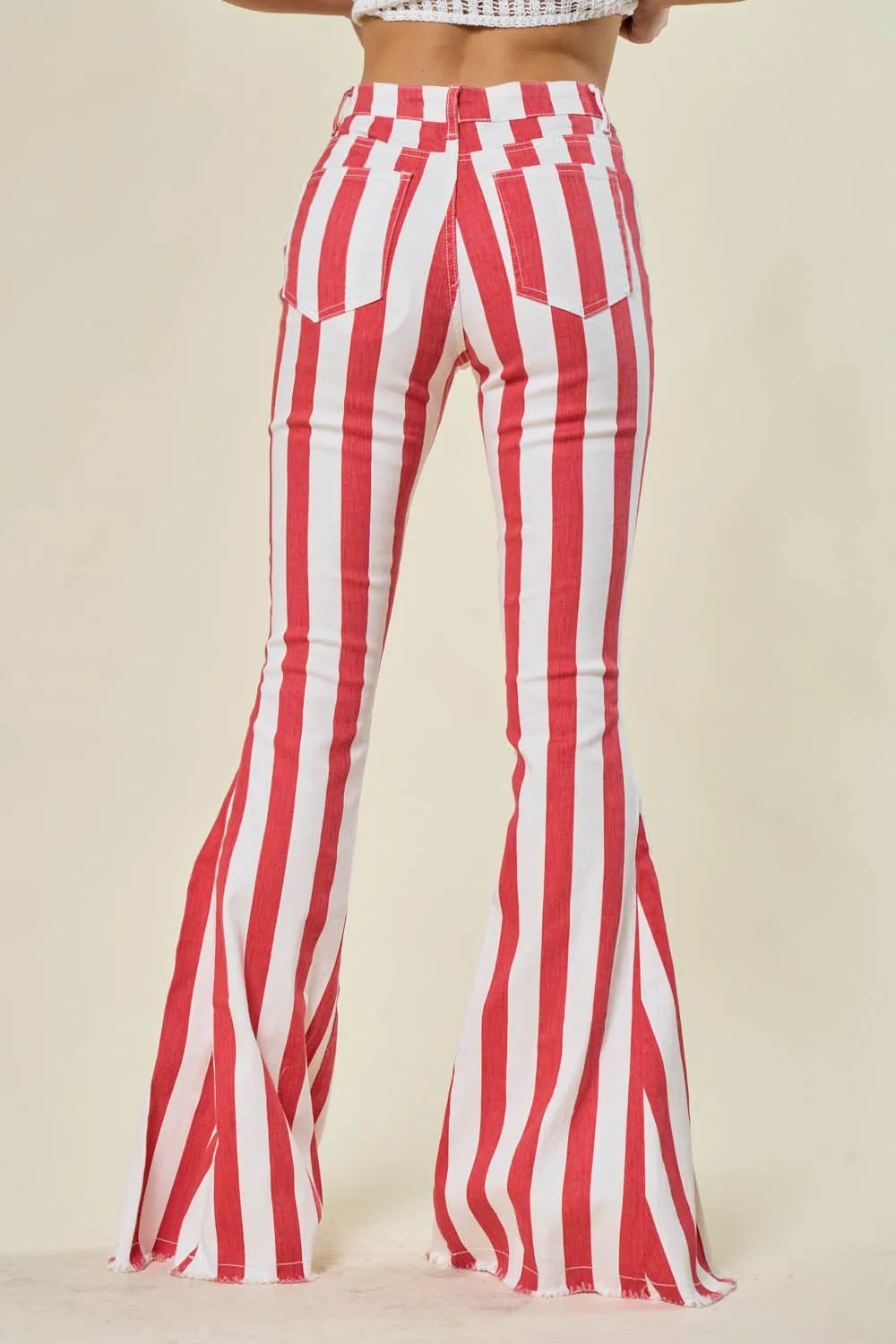 Serendipity Striped Flare Jeans in Red