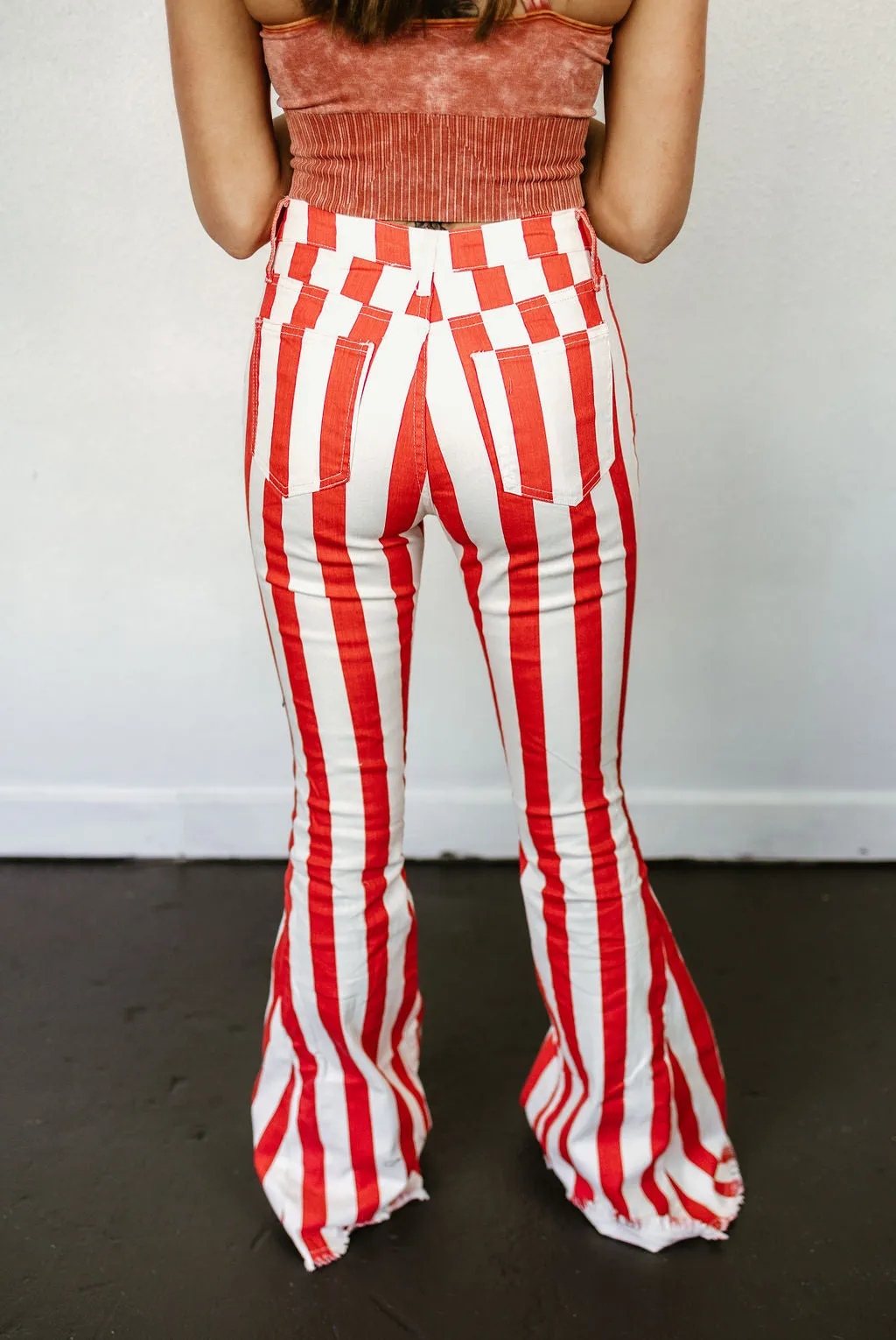 Serendipity Striped Flare Jeans in Red