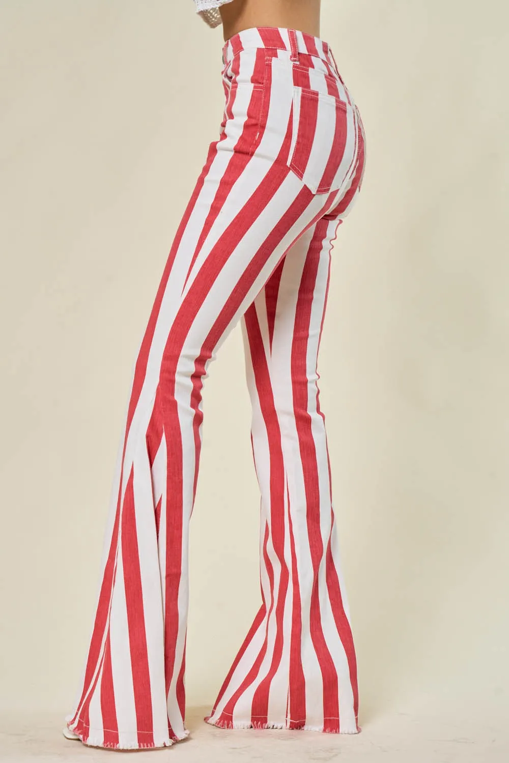 Serendipity Striped Flare Jeans in Red