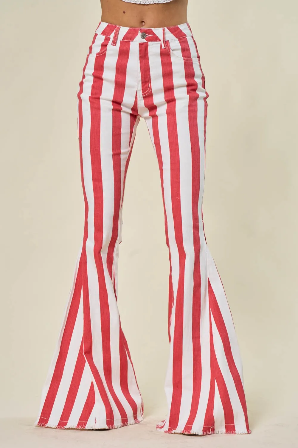 Serendipity Striped Flare Jeans in Red