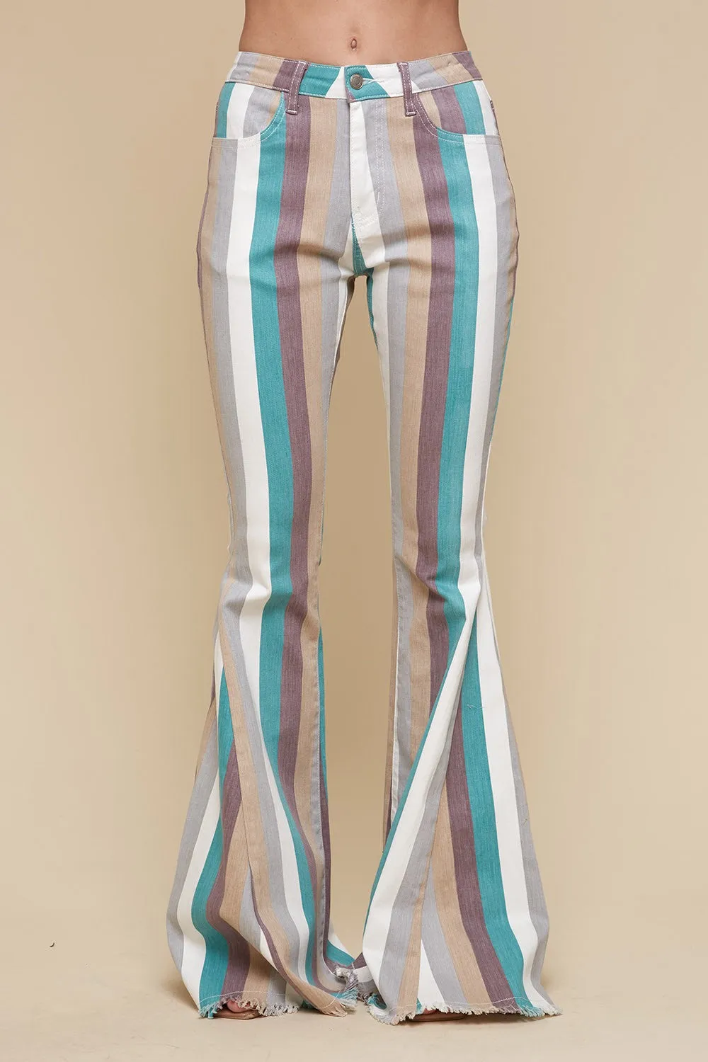 Serendipity Striped Flare Jeans in Turquoise Multi