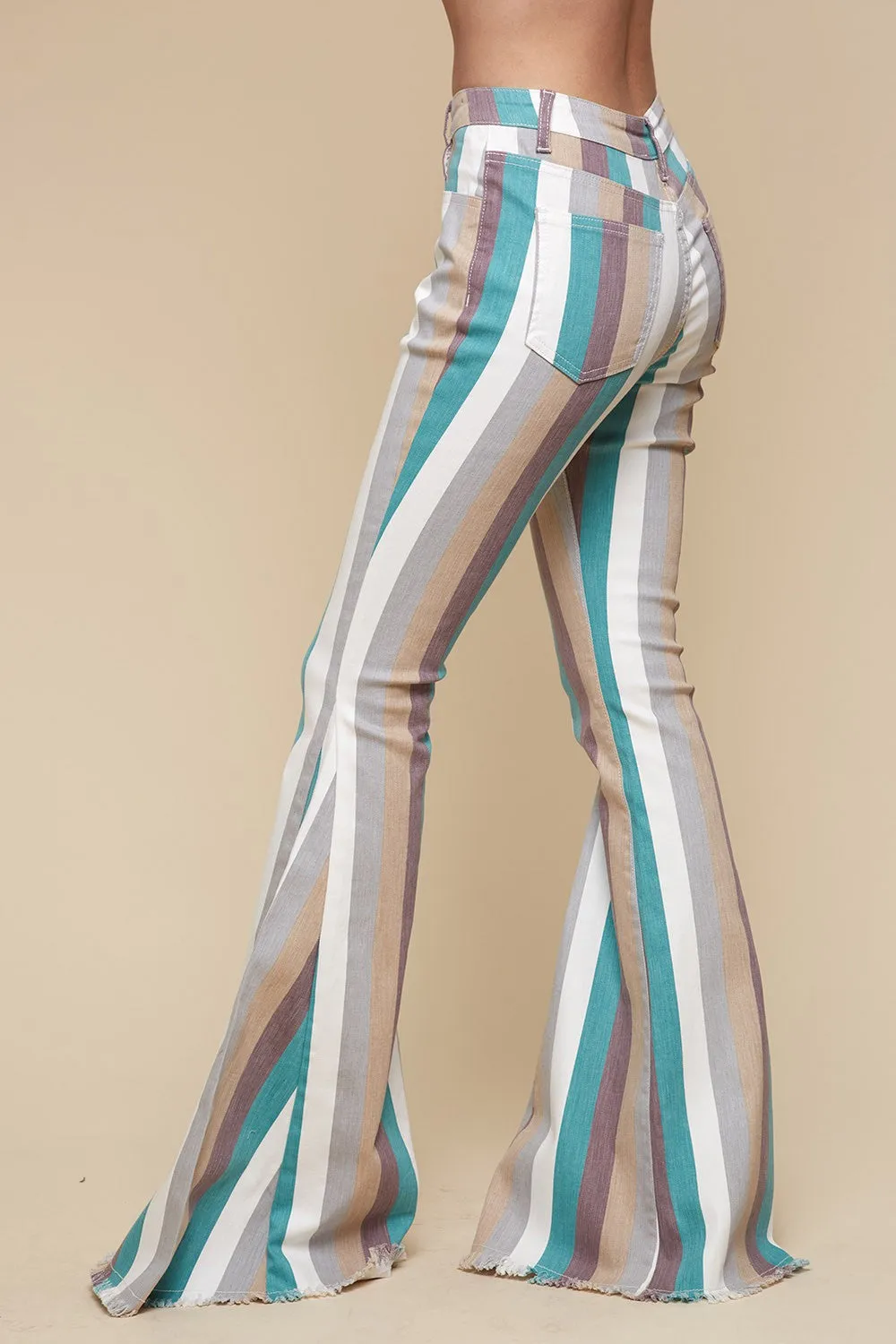 Serendipity Striped Flare Jeans in Turquoise Multi