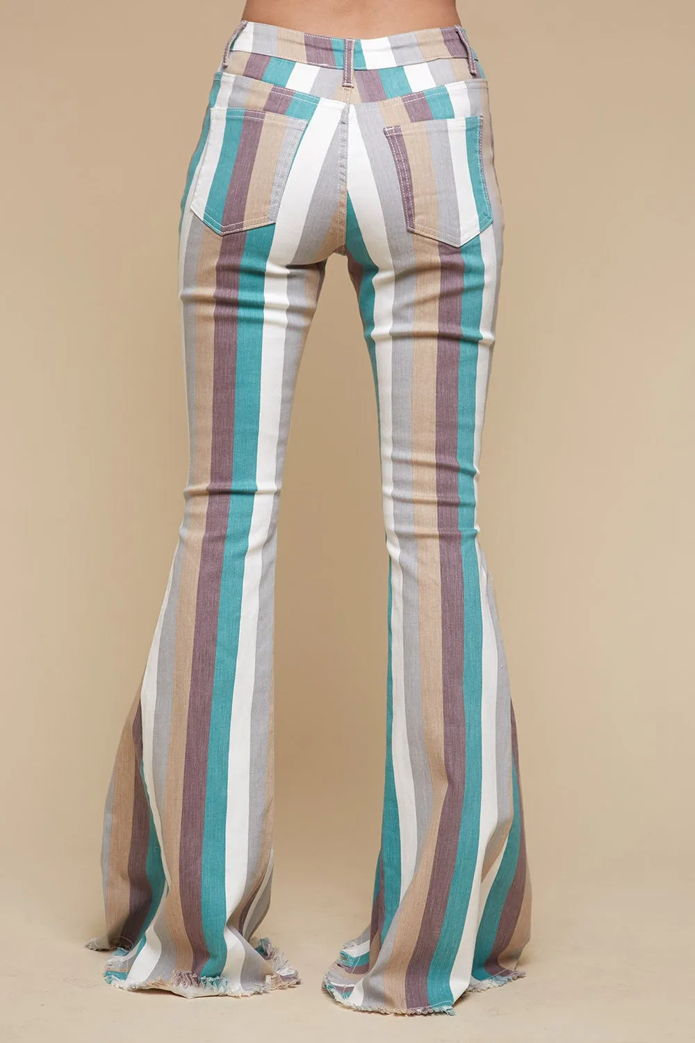 Serendipity Striped Flare Jeans in Turquoise Multi