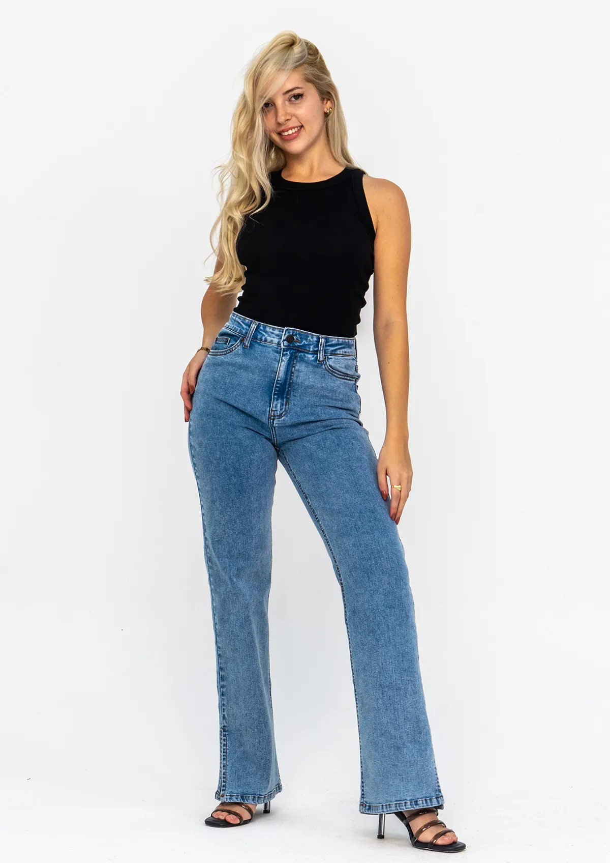 Split Hem Straight Leg Jeans