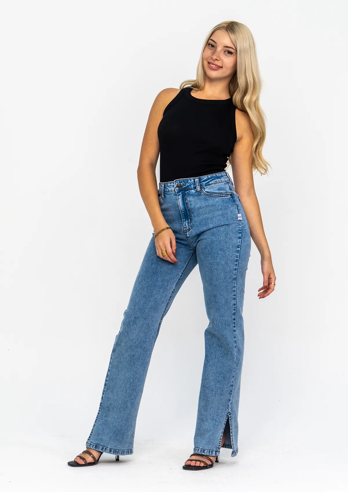 Split Hem Straight Leg Jeans
