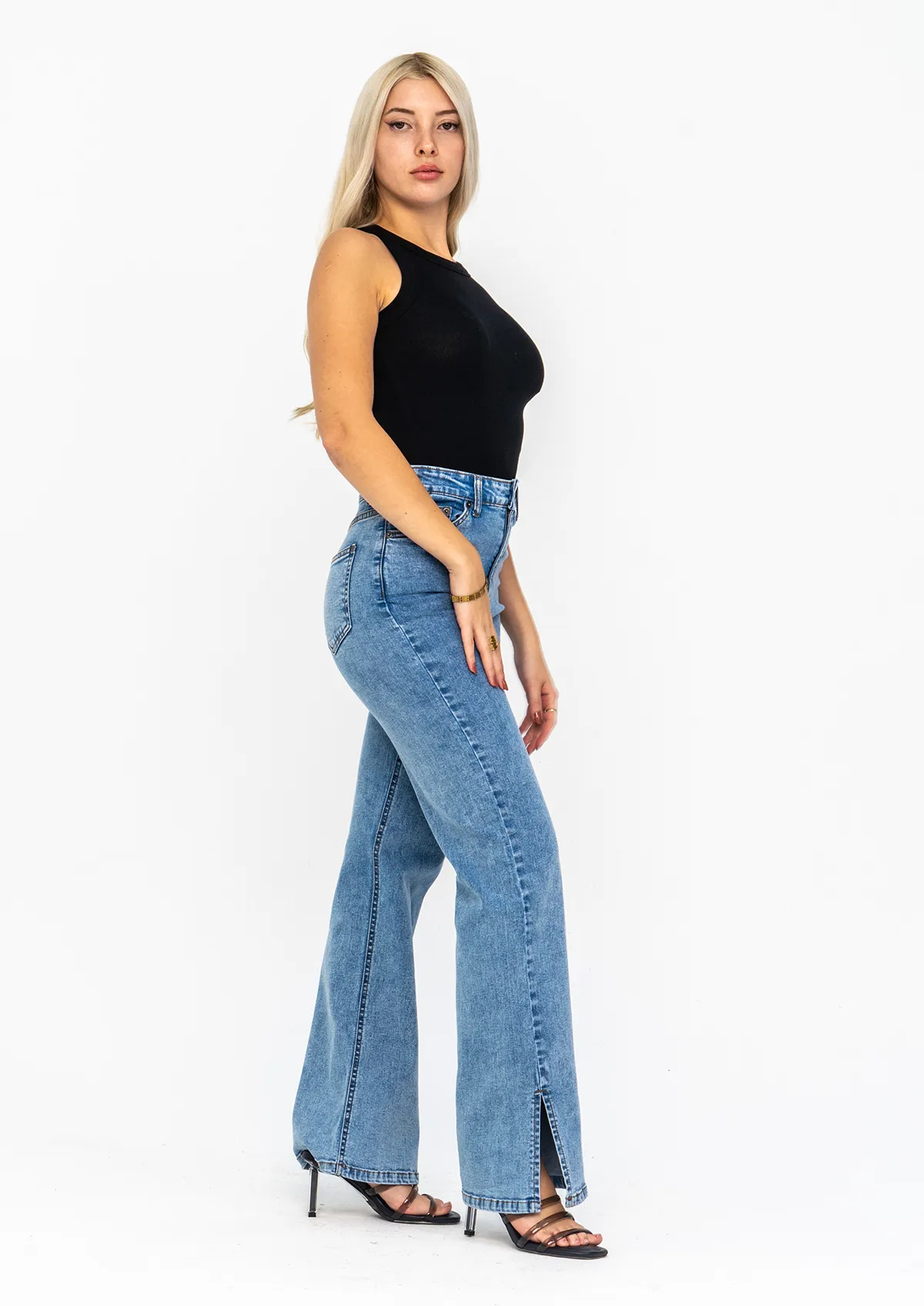 Split Hem Straight Leg Jeans