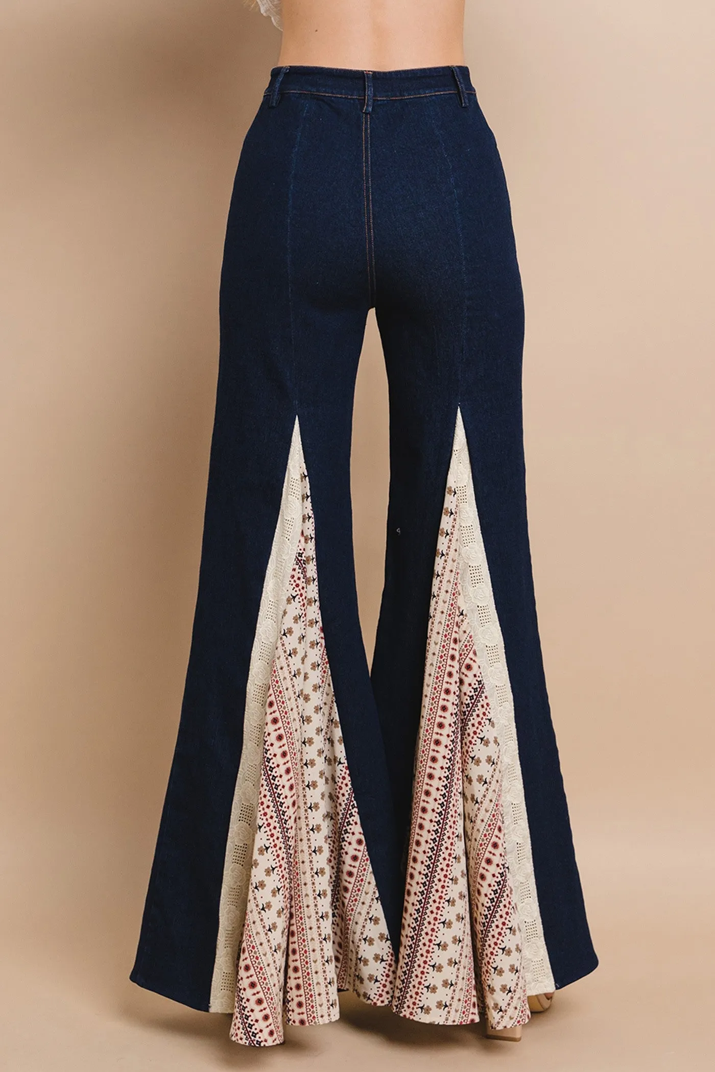 Wanderlust Wide Leg Lace Detail Flare Jeans