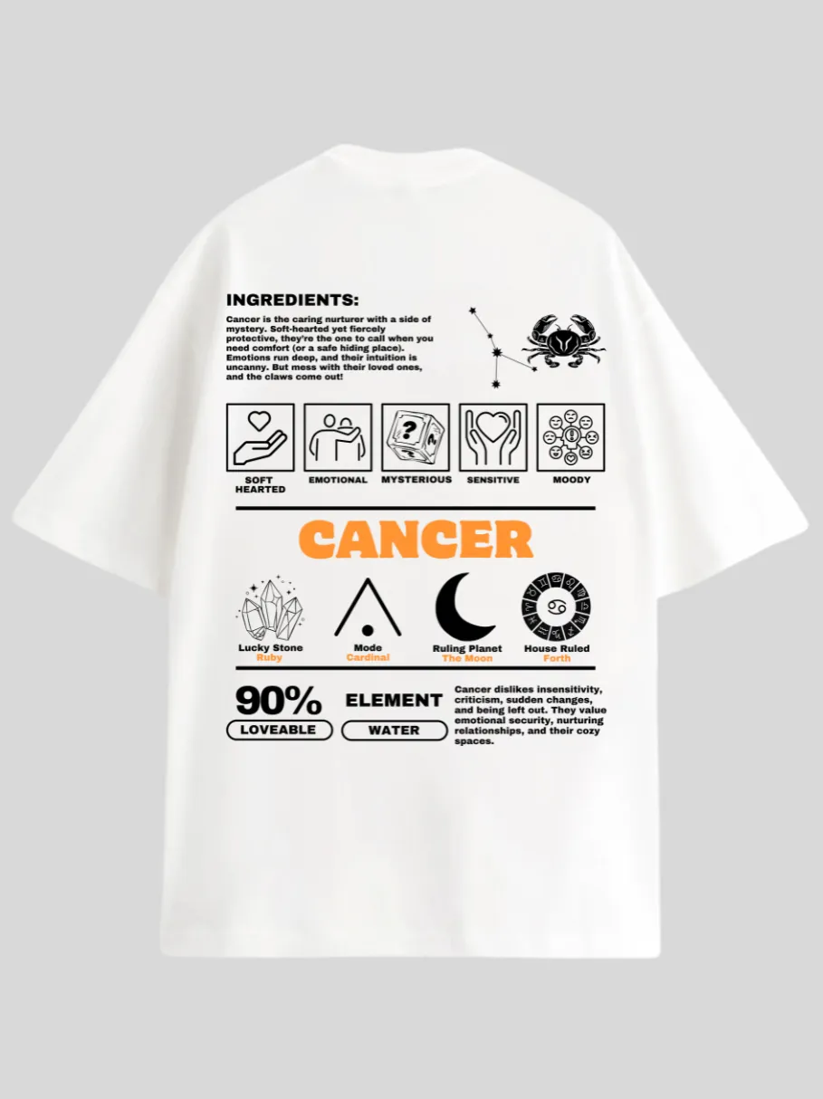 Zodiac Cancer/ Unisex Oversized T-shirt